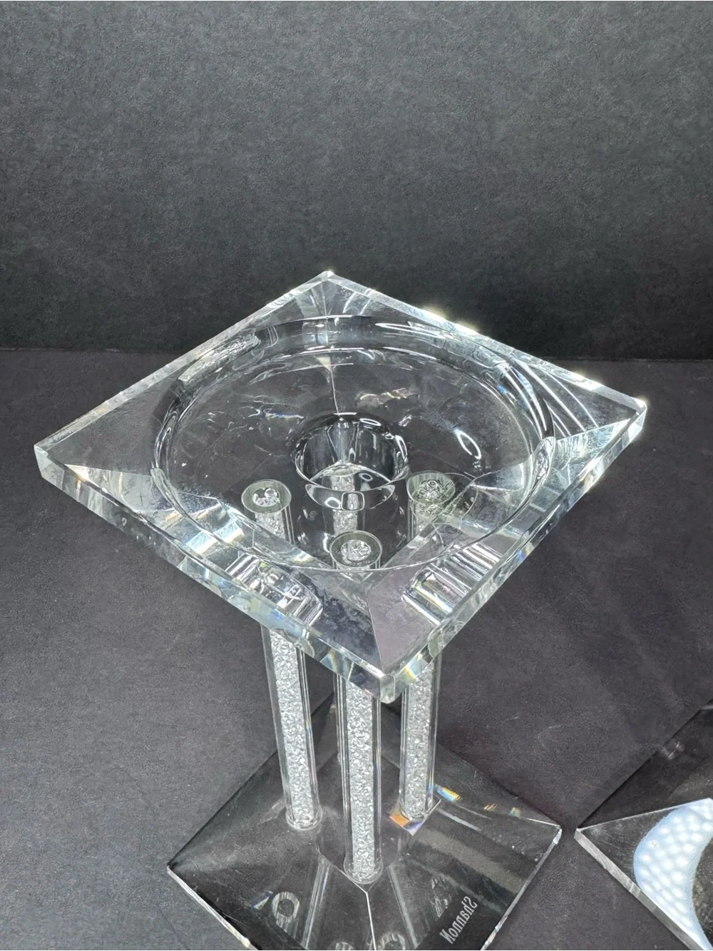 Shannon Crystal Candle Holders Set of 2 Rhinestone Square 7” & 9”